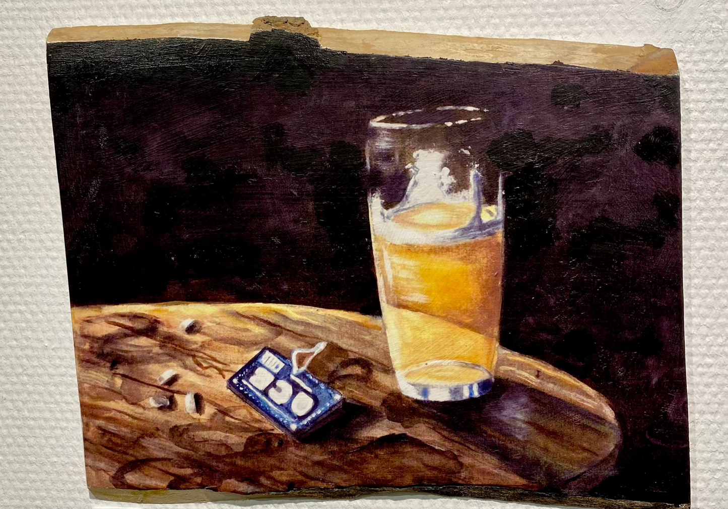Kunstdruck Bierglas und Blättchen