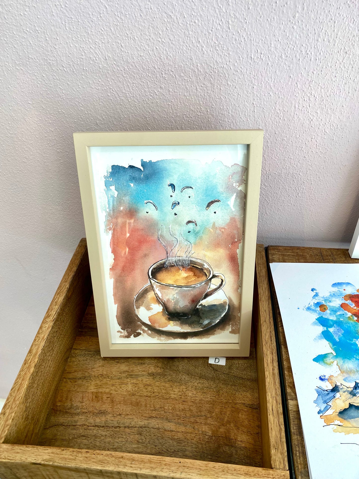 Always see the opportunities - Art Print mit Gleitschirm und Kaffeetasse klein I Inspiration im Alltag