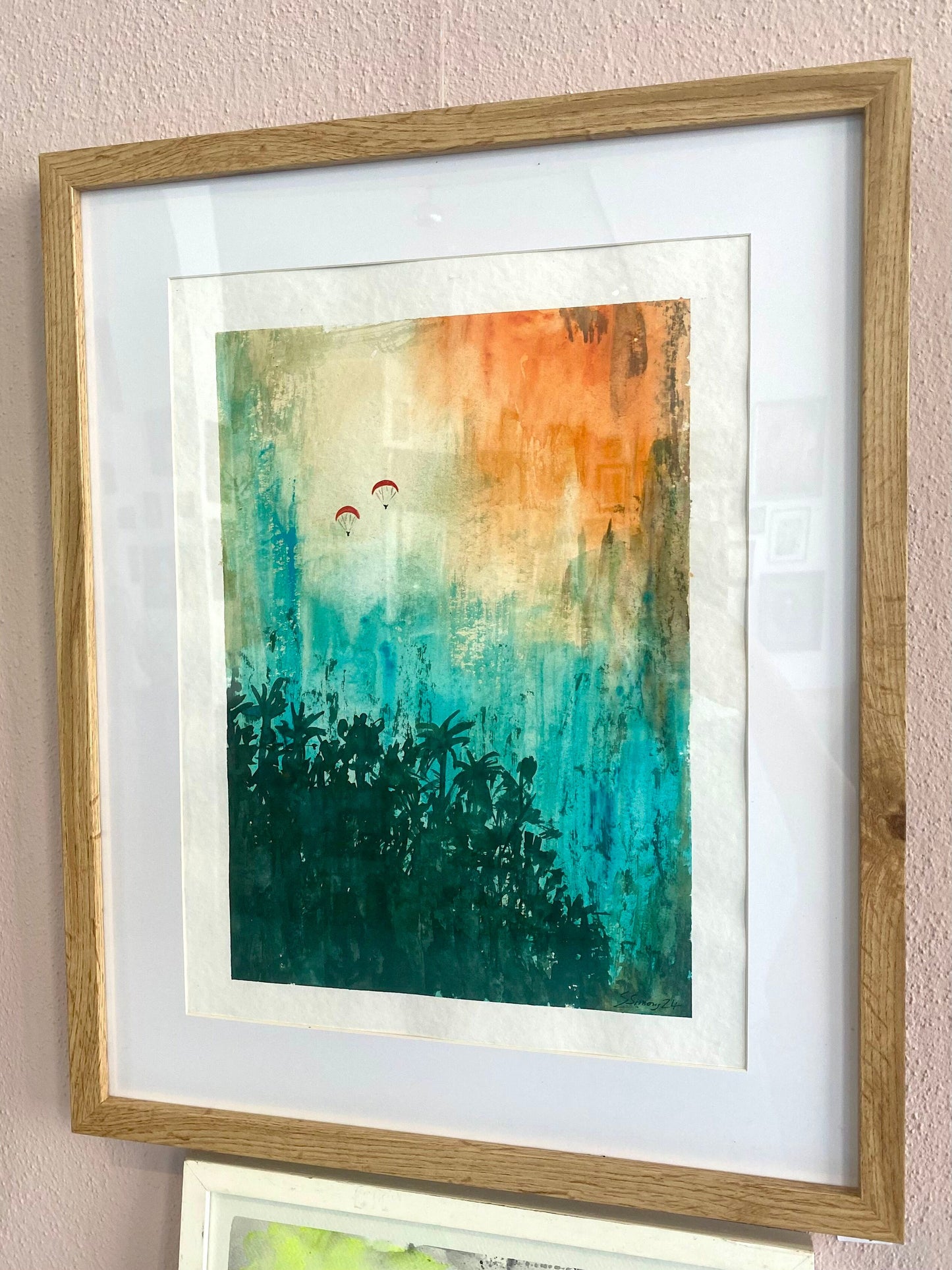 Tropical Minimal - Artful Paragliding Gleitschirm Kunst Original Aquarell