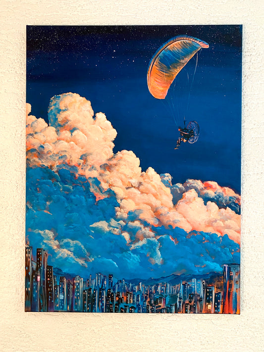 ABOVE THE NOISE | Lara Simons (HOOC) 60x80 Gleitschirm Leinwand Originalgemälde