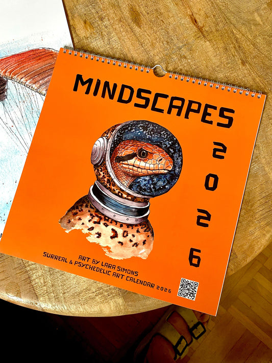 MINDSCAPES KUNSTKALENDER 2026 – Surreal & Psychedelic Art Wandkalender von Lara Simons