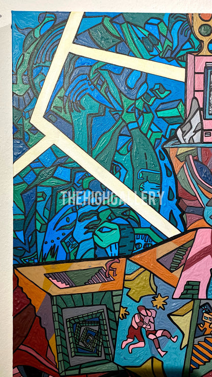 DER KAMPF | Tiefentau Originalgemälde Acryl