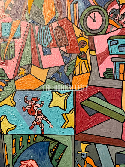 DER KAMPF | Tiefentau Originalgemälde Acryl