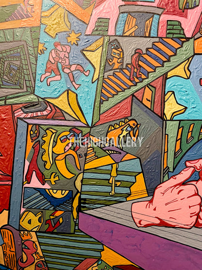 DER KAMPF | Tiefentau Originalgemälde Acryl