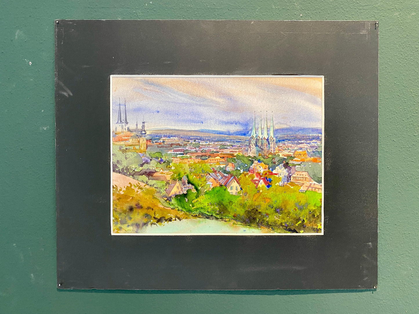 BAMBERG AUS DER FERNE | Original Aquarell von Alexander Vasilyev | Einzigartiges Weihnachtsgeschenk für Kunstliebhaber