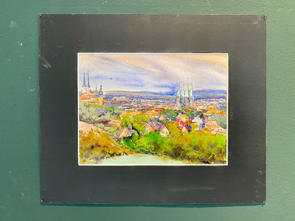 BAMBERG AUS DER FERNE | Original Aquarell von Alexander Vasilyev | Einzigartiges Weihnachtsgeschenk für Kunstliebhaber