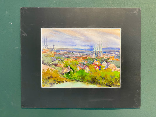BAMBERG AUS DER FERNE | Original Aquarell von Alexander Vasilyev | Einzigartiges Weihnachtsgeschenk für Kunstliebhaber