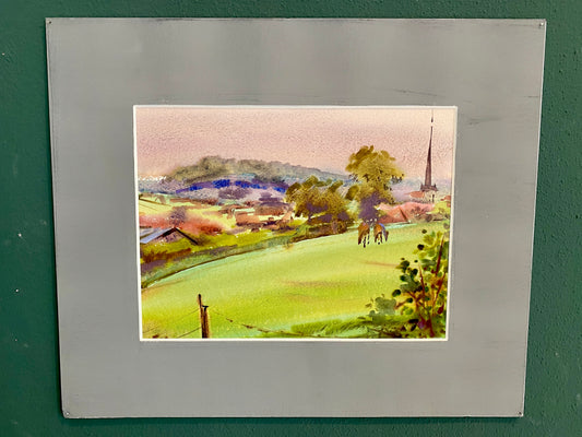 REICHMANNSDORF BEI BAMBERG | Original Aquarell von Alexander Vasilyev - Stimmungsvolle fränkische Landschaft als Weihnachtsgeschenk