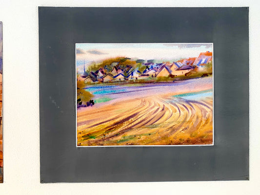 FRÄNKISCHE LANDSCHAFT IN EXPRESSIVER FARBE | Alexander Vasilyev - Original Aquarell im Passepartout