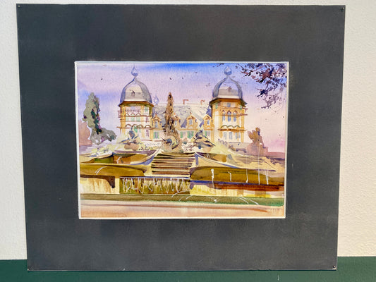 SCHLOSS SEEHOF | Original Aquarell von Alexander Vasilyev - Barockes Wahrzeichen bei Bamberg als exklusives Weihnachtsgeschenk“