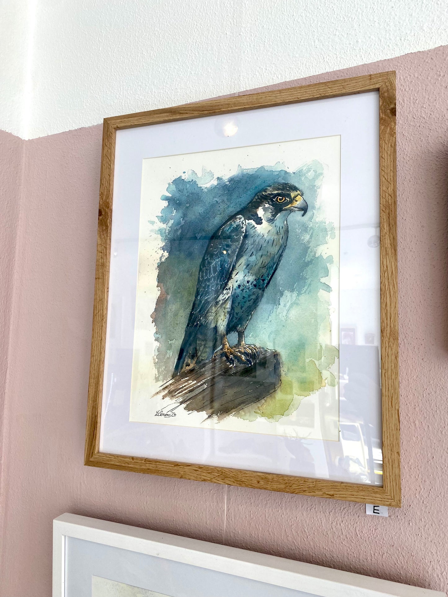 Falcon about to start - Art Print groß I Falke I Greifvogel im Abflug - Aquarell gerahmt