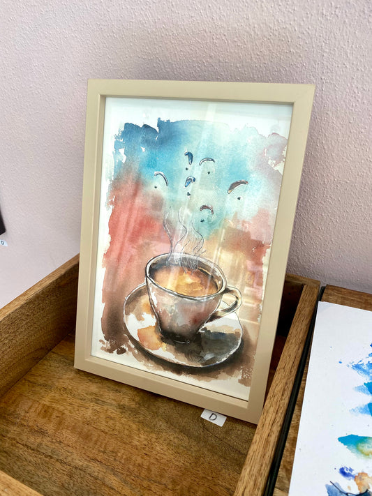 Always see the opportunities - Art Print mit Gleitschirm und Kaffeetasse klein I Inspiration im Alltag