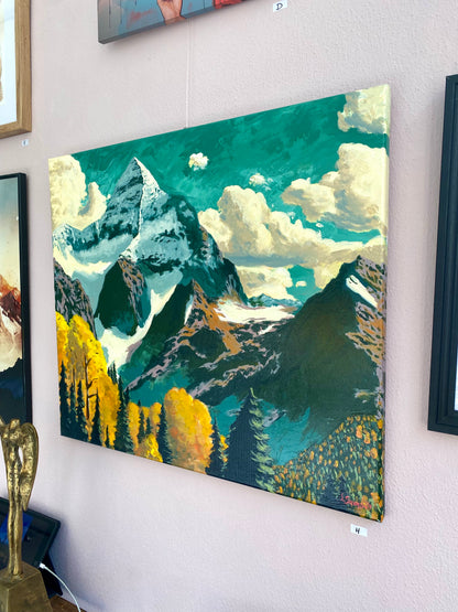 Wo die Berge den Himmel berühren - Wandgemälde mit Bergen