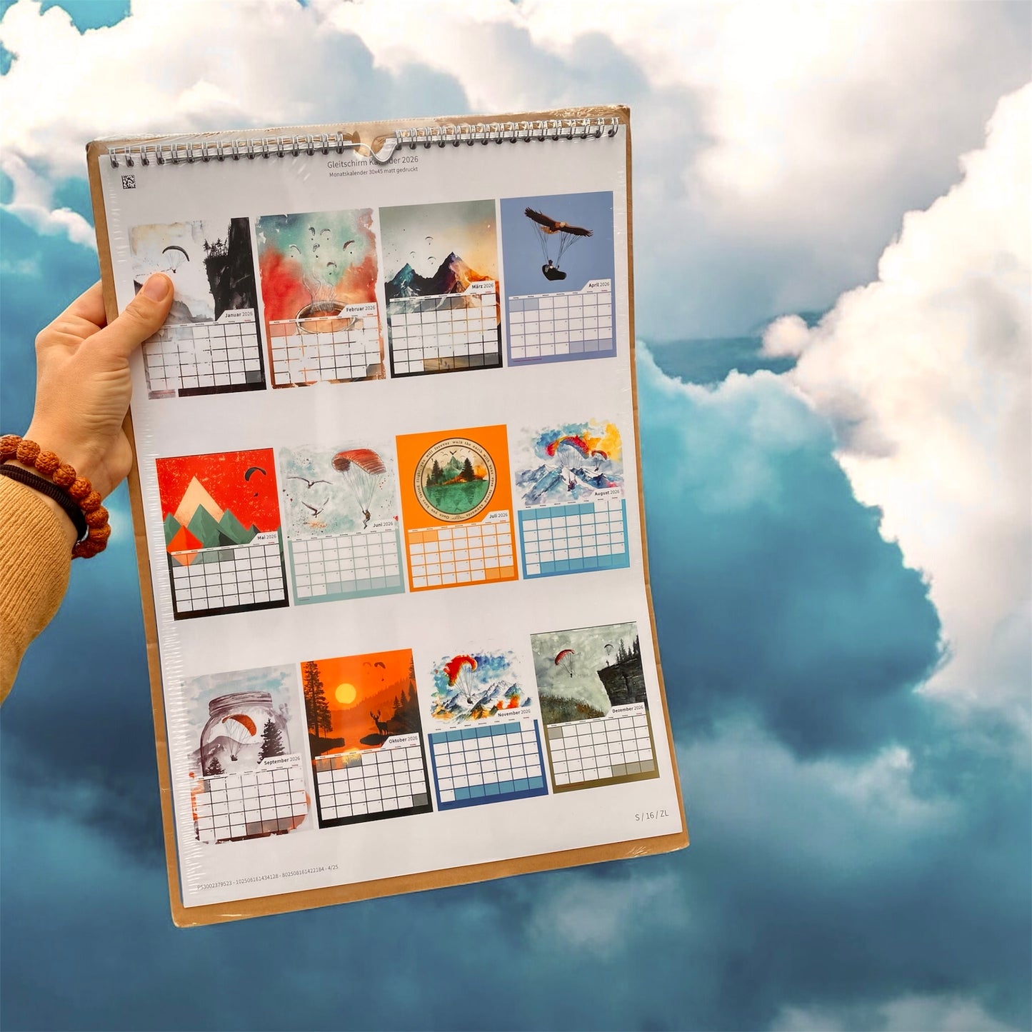 PARAGLIDING ART 2026 - Gleitschirm-Kalender mit digitaler & handgemalter Kunst von Lara Simons