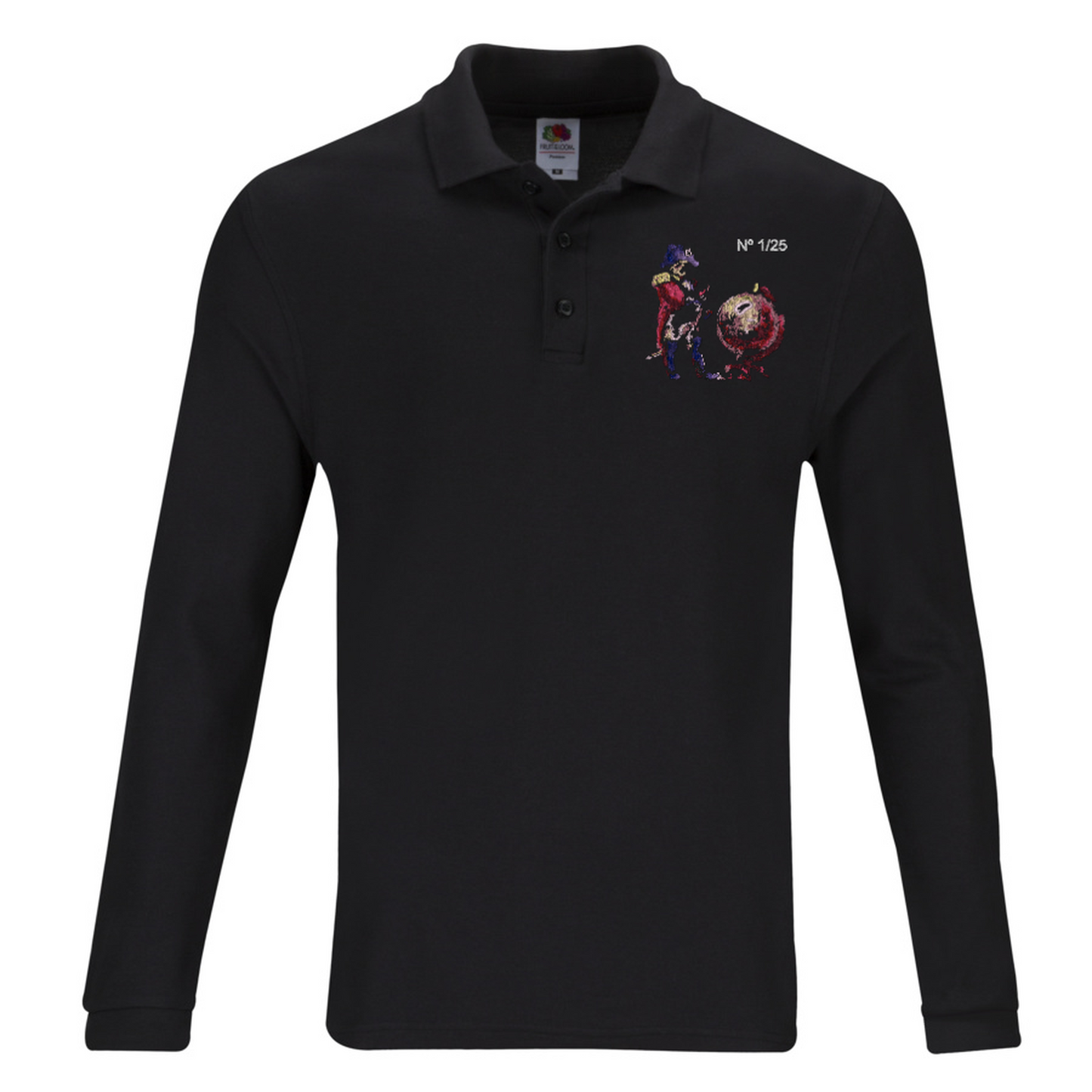 Limitiertes CreatureCrush Premium Langarm Polo Shirt Stickerei "Napoleon" Gr. L in schwarz
